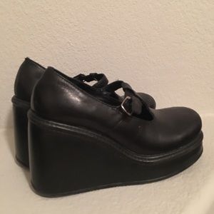 Black Mary Jane Platform Wedge